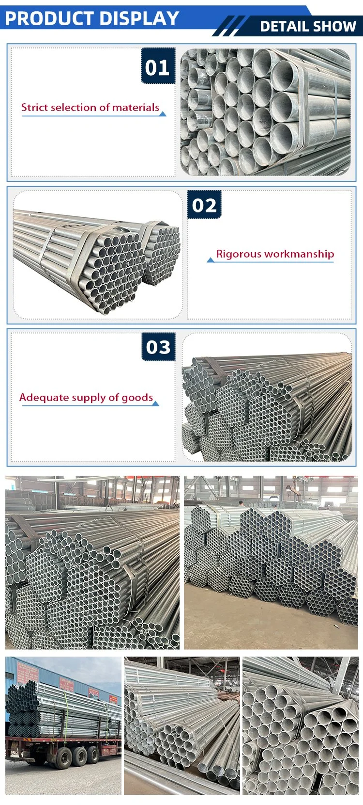 Carbon A53 A106 Seamles Sizes BS 1387 Galvanized Round Welded Pipe ERW Hot-DIP Pipe ERW Rectangular Tube Structural Steel Pipe Welded Galvanized Pipe