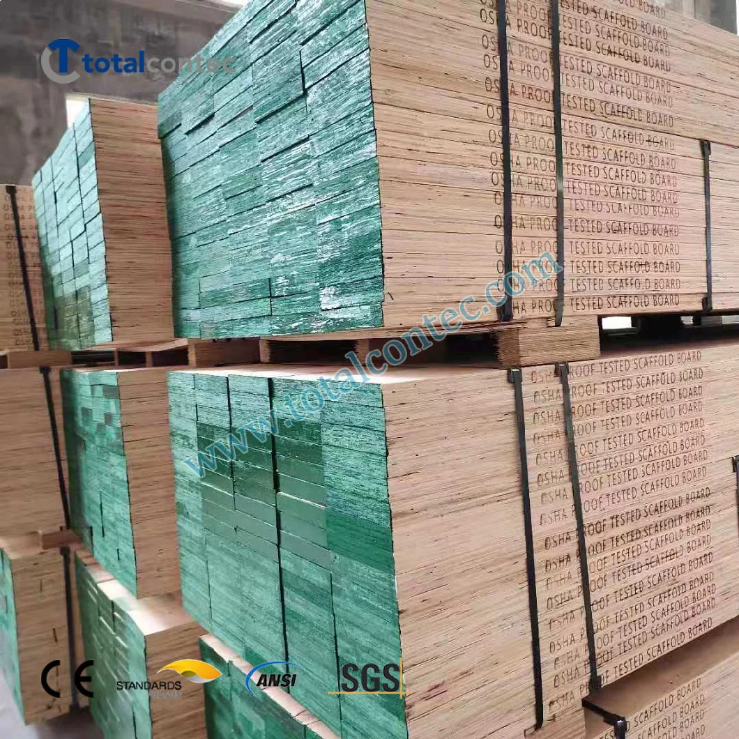 Concrete Formwork System Osha Proof Tested Wooden Pine LVL Scaffolding Plank for Sale